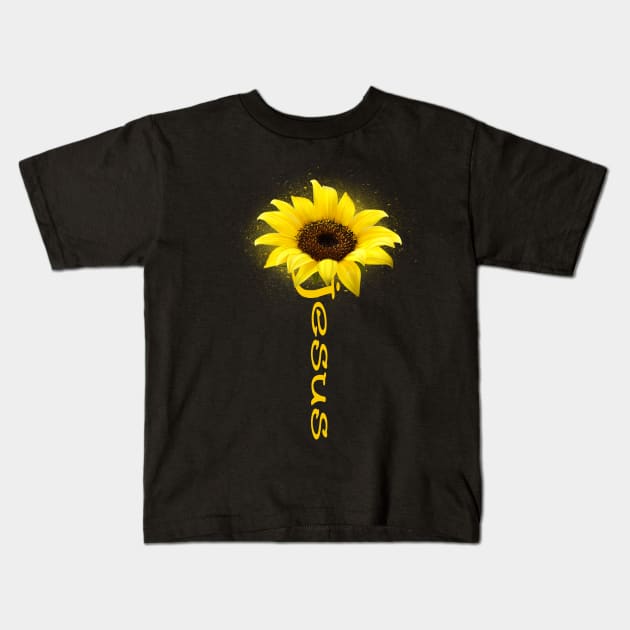 JESUS SUNFLOWER Kids T-Shirt by JeanettVeal